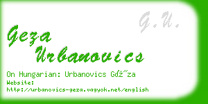 geza urbanovics business card
